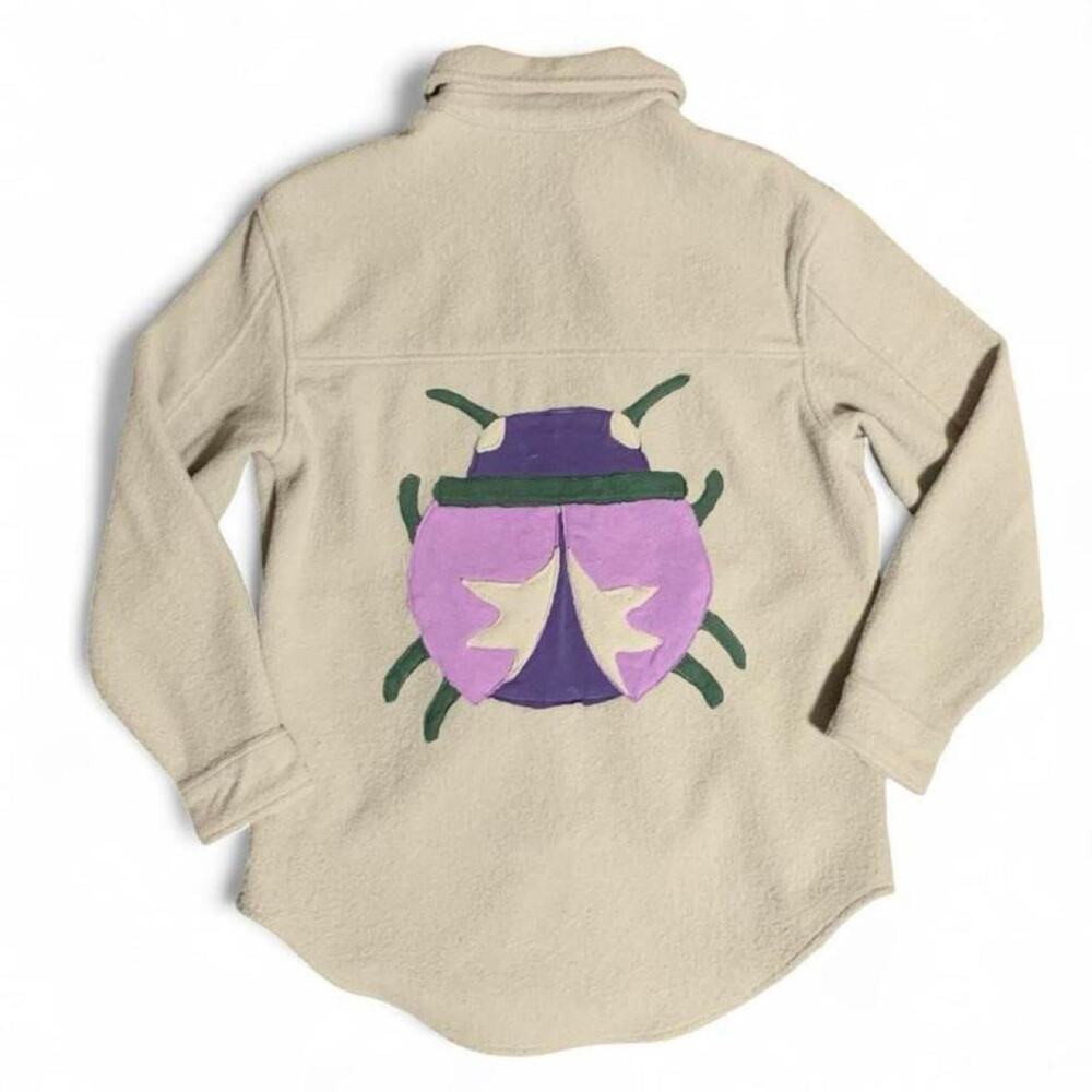 Hilary radley upcycled bug green fleece jacket beetle lovers - Picture 1 of 5